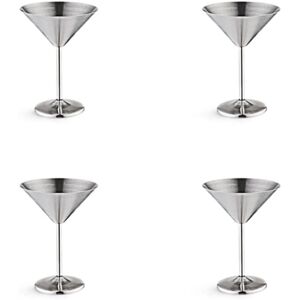 TLILY 4X Stainless Steel Martini Cocktail Glass Wine Tall Base Unbreakable Metal Bar Champagne Silver TLILY 4X Stainless Steel Martini Cocktail Glass Wine Tall Base Unbreakable Metal Bar Champagne Silver