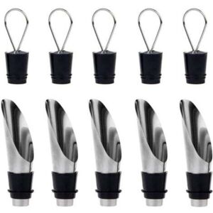 TEHTUY 5-Pack 2-in-1 Stainless Steel Bottles with Spout and Aerating Can with Stopper - Gift Set Bottle and Wine Rack TEHTUY 5-Pack 2-in-1 Stainless Steel Bottles with Spout and Aerating Can with Stopper - Gift Set Bottle and Wine Rack