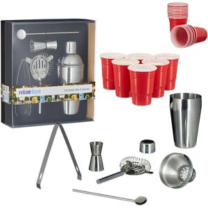 Relaxdays cocktail set, 55-piece set, including drink cups and stainless steel accessories, shaker set Relaxdays cocktail set, 55-piece set, including drink cups and stainless steel accessories, shaker set