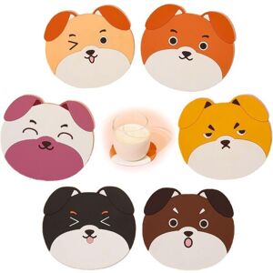 TORMATOR 6-Piece Dog Silicone Coasters, Cute Dog Coasters, Decorative Glass Coasters, Coasters for Wine, Glasses, Tea Cups and Drinks TORMATOR 6-Piece Dog Silicone Coasters, Cute Dog Coasters, Decorative Glass Coasters, Coasters for Wine, Glasses, Tea Cups and Drinks
