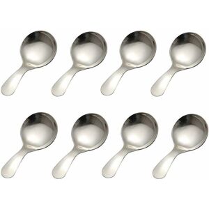 NEIGE 8PCS Silver Spoon Short Handle Stainless Steel Mini Salt Spoon NEIGE 8PCS Silver Spoon Short Handle Stainless Steel Mini Salt Spoon