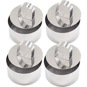 TORMATOR 8x8x3.8cm 4 Presentation Rings, Round Cookie Cutters with Pusher - Stainless Steel, DIY Cake Mold, Food Baking Presentation Rings TORMATOR 8x8x3.8cm 4 Presentation Rings, Round Cookie Cutters with Pusher - Stainless Steel, DIY Cake Mold, Food Baking Presentation Rings