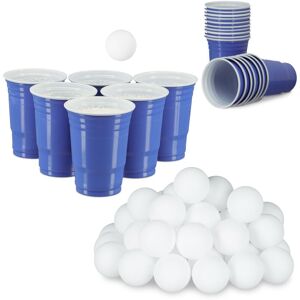 Beer Pong Set, 48 Balls 38 mm and 50 Beverage Cups, Party Cups 473 ml, 16 oz, Drinking Game, White and Blue - Relaxdays Beer Pong Set, 48 Balls 38 mm and 50 Beverage Cups, Party Cups 473 ml, 16 oz, Drinking Game, White and Blue - Relaxdays