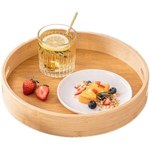 WOIYIC Bamboo Round Serving Tray with Handles and Raised Top for Food, Coffee, Wine, Tea, Fruit, Meal (30 x 30 x 5cm) WOIYIC Bamboo Round Serving Tray with Handles and Raised Top for Food, Coffee, Wine, Tea, Fruit, Meal (30 x 30 x 5cm)