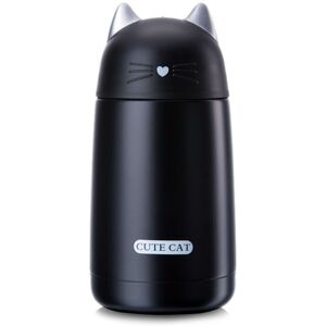 ROSE Cat mug 330 ml, thermo shape, hot water bottle, stainless steel, black ROSE Cat mug 330 ml, thermo shape, hot water bottle, stainless steel, black