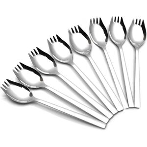 CCYKXA 8-Piece 304 Stainless Steel 2-in-1 Soup Fork, Soup Spoon, Salad Fork, Spaghetti Spoon Ideal for Fruit, Ice Cream, and Outdoor Camping CCYKXA 8-Piece 304 Stainless Steel 2-in-1 Soup Fork, Soup Spoon, Salad Fork, Spaghetti Spoon Ideal for Fruit, Ice Cream, and Outdoor Camping