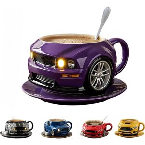 TEHTUY Creative double-layer stainless steel car-shaped coffee mug, durable, handmade, for car, office, water, coasters not included, purple TEHTUY Creative double-layer stainless steel car-shaped coffee mug, durable, handmade, for car, office, water, coasters not included, purple