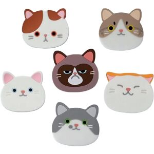 CSPARKV 6 Pieces Cat Silicone Coasters, Cute Cat Coasters, Cat Drink Coasters, Decorative Glass Coasters, Coasters for Wine, Glasses, Teacups and Drinks CSPARKV 6 Pieces Cat Silicone Coasters, Cute Cat Coasters, Cat Drink Coasters, Decorative Glass Coasters, Coasters for Wine, Glasses, Teacups and Drinks