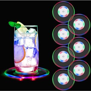 CSPARKV 7 Pack led Light Up Coasters, Colorful Luminous Coasters Battery Replaceable 6 Colors, Round Glowing Coasters for Beer Cocktail Wine, Wedding, Bar, CSPARKV 7 Pack led Light Up Coasters, Colorful Luminous Coasters Battery Replaceable 6 Colors, Round Glowing Coasters for Beer Cocktail Wine, Wedding, Bar,