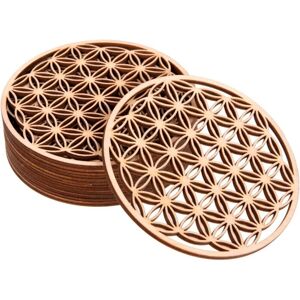 CSPARKV Flower of Life Coasters - Wooden Coasters Set of 10 Pieces 10x10cm - Flower of Life for Purification and Meditation - Spiritual Symbols in Wood CSPARKV Flower of Life Coasters - Wooden Coasters Set of 10 Pieces 10x10cm - Flower of Life for Purification and Meditation - Spiritual Symbols in Wood
