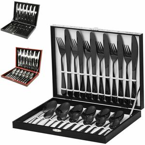 BARES Cutlery Set Stainless Steel 24 Pieces 6 People, Light Weight Cutlery Range Spoon Fork Knife Table Cutlery Black. BARES Cutlery Set Stainless Steel 24 Pieces 6 People, Light Weight Cutlery Range Spoon Fork Knife Table Cutlery Black.