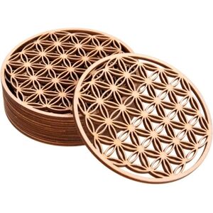 TORMATOR Flower of Life Coasters - Wooden Coasters Set of 10 Pieces 10x10cm - Flower of Life for Purification and Meditation - Spiritual Wooden Symbols TORMATOR Flower of Life Coasters - Wooden Coasters Set of 10 Pieces 10x10cm - Flower of Life for Purification and Meditation - Spiritual Wooden Symbols