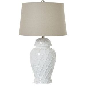 Ginger Jar Lamp with Linen Shade - Ceramic - L38 x W38 x H64 cm - White Ginger Jar Lamp with Linen Shade - Ceramic - L38 x W38 x H64 cm - White