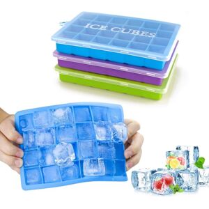 HÉLOISE Ice Cube Tray Silicone Ice Cube Mold, Silicone Ice Cube Tray with Lid, 3 pcs Silicone Ice Cube Mold, 24 Trays HÉLOISE Ice Cube Tray Silicone Ice Cube Mold, Silicone Ice Cube Tray with Lid, 3 pcs Silicone Ice Cube Mold, 24 Trays