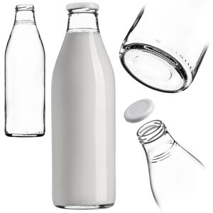 KADAX 1L milk bottles with lids, glass juice bottles, 1 liter glass bottles with screw caps, empty bottles for filling with milk, wide-mouth bottle KADAX 1L milk bottles with lids, glass juice bottles, 1 liter glass bottles with screw caps, empty bottles for filling with milk, wide-mouth bottle