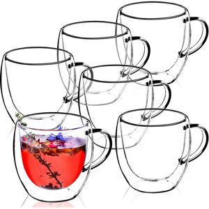 KADAX double-walled glass mug, glass with handle, 250 ml, drinking glass for tea, 6 KADAX double-walled glass mug, glass with handle, 250 ml, drinking glass for tea, 6