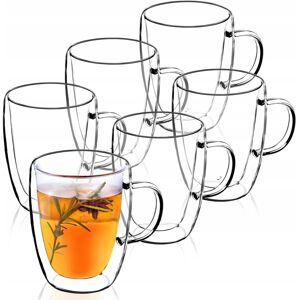 KADAX double-walled glass mug, glass with handle, 270ml, drinking glass for tea, 6 KADAX double-walled glass mug, glass with handle, 270ml, drinking glass for tea, 6