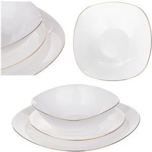 KADAX White Dinnerware Set with Gold Rim, 1 Set KADAX White Dinnerware Set with Gold Rim, 1 Set
