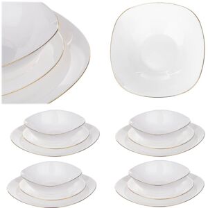 KADAX White Dinnerware Set with Gold Rim, 4 Sets KADAX White Dinnerware Set with Gold Rim, 4 Sets