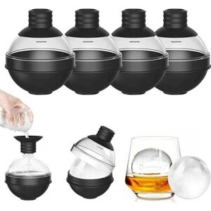 TEHTUY Large silicone ice cube tray for whiskey - Set of 6 with 2-in-1 funnel lid - 6cm round ice cube trays for Bourbon cocktails - Easy release TEHTUY Large silicone ice cube tray for whiskey - Set of 6 with 2-in-1 funnel lid - 6cm round ice cube trays for Bourbon cocktails - Easy release