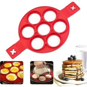 SNQ Non-stick Pancake Pan, Silicone Non-Stick Pancake Pan, Silicone Omelette Pan, Round with 7 Holes, Reusable, Non-Stick SNQ Non-stick Pancake Pan, Silicone Non-Stick Pancake Pan, Silicone Omelette Pan, Round with 7 Holes, Reusable, Non-Stick
