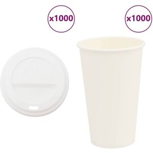 vidaXL Paper Coffee Cups with Lids - 1000 pcs - 16oz - White - Coffee Cups vidaXL Paper Coffee Cups with Lids - 1000 pcs - 16oz - White - Coffee Cups