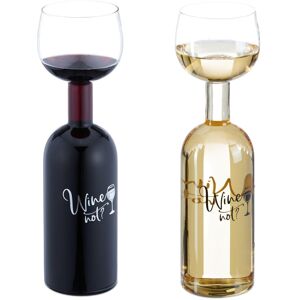 Relaxdays Bottle Glass, Fun Gift for Wine Lovers with "Wine Not" Inscription, Red & White, Vol 750 ml, Transparent Relaxdays Bottle Glass, Fun Gift for Wine Lovers with "Wine Not" Inscription, Red & White, Vol 750 ml, Transparent