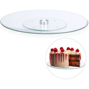 Cake Stand, 360° Swivel Tray, ∅ 30 cm Serving & Decorating Platter, Round, Glass, Transparent - Relaxdays Cake Stand, 360° Swivel Tray, ∅ 30 cm Serving & Decorating Platter, Round, Glass, Transparent - Relaxdays