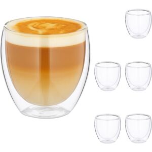 Cappuccino Glasses, Set of 6, Double-Walled Mugs, 250 ml, Dishwasher-Safe, Insulated Coffee Cups, Transparent - Relaxdays Cappuccino Glasses, Set of 6, Double-Walled Mugs, 250 ml, Dishwasher-Safe, Insulated Coffee Cups, Transparent - Relaxdays