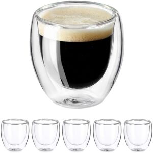 Set of 6 Double-Walled Espresso Cups, 100ml, Borosilicate Glass, Floating Effect, Dishwasher Safe, Transparent - Relaxdays Set of 6 Double-Walled Espresso Cups, 100ml, Borosilicate Glass, Floating Effect, Dishwasher Safe, Transparent - Relaxdays