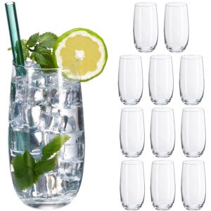 Relaxdays - Drinking Glasses, Set of 12, Crystal, Dishwasher-Safe, Tumblers for Juice, Lemonade, Water, 520 ml, Clear Relaxdays - Drinking Glasses, Set of 12, Crystal, Dishwasher-Safe, Tumblers for Juice, Lemonade, Water, 520 ml, Clear