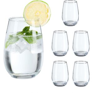 Drinking Glasses Set of 6, Tumblers, Dishwasher-Safe, for Juice, Lemonade, Cocktails, 400 ml, Transparent - Relaxdays Drinking Glasses Set of 6, Tumblers, Dishwasher-Safe, for Juice, Lemonade, Cocktails, 400 ml, Transparent - Relaxdays