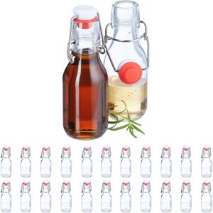Relaxdays Glass Bottles, Set of 24, 100 ml each, with Swing Clip Top, Refillable, for Oils, Vinegar, Liqueur, Clear Relaxdays Glass Bottles, Set of 24, 100 ml each, with Swing Clip Top, Refillable, for Oils, Vinegar, Liqueur, Clear