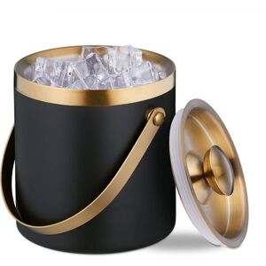 Relaxdays Ice Cube Bucket, Stainless Steel, Double-Walled, with Lid & Handle, 1.5 Litre, Wine, Bottle Cooler Black/Gold Relaxdays Ice Cube Bucket, Stainless Steel, Double-Walled, with Lid & Handle, 1.5 Litre, Wine, Bottle Cooler Black/Gold
