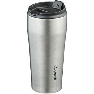 Insulated Mug, 400 ml, for Hot & Cold Drinks, Thermal Travel Flask, Coffee Cup, Stainless Steel, Silver/Black - Relaxdays Insulated Mug, 400 ml, for Hot & Cold Drinks, Thermal Travel Flask, Coffee Cup, Stainless Steel, Silver/Black - Relaxdays