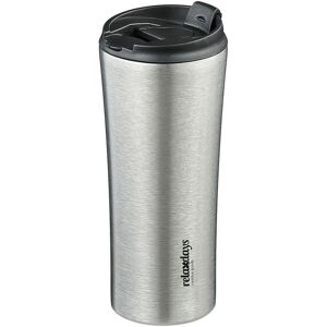 Relaxdays Insulated Mug, 400 ml, for Hot & Cold Drinks, Thermal Travel Flask, Coffee Cup, Stainless Steel, Silver/Black Relaxdays Insulated Mug, 400 ml, for Hot & Cold Drinks, Thermal Travel Flask, Coffee Cup, Stainless Steel, Silver/Black