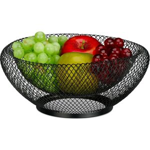 Metal Fruit Bowl, Round Wire Basket, Mesh Design, Double Wall, 10 x 25 cm, Fruits, Bread & Vegetables, Black - Relaxdays Metal Fruit Bowl, Round Wire Basket, Mesh Design, Double Wall, 10 x 25 cm, Fruits, Bread & Vegetables, Black - Relaxdays
