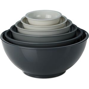 Mixing bowl set, 6-piece, bowls for cooking & baking, different sizes, plastic, grey - Relaxdays Mixing bowl set, 6-piece, bowls for cooking & baking, different sizes, plastic, grey - Relaxdays