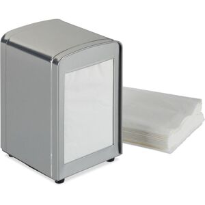 Set of 2 Relaxdays Napkin Dispensers Retro, Small Paper Serviettes, For Cafe, Bistro etc, HWD: 15x9.5x11, Silver Set of 2 Relaxdays Napkin Dispensers Retro, Small Paper Serviettes, For Cafe, Bistro etc, HWD: 15x9.5x11, Silver