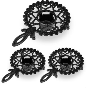 Set of 3 Relaxdays Pot Warmers for Tea & Coffee, 1 Tealight, Mug Tray, Candle Holder, Antique Design, Cast Iron, Black Set of 3 Relaxdays Pot Warmers for Tea & Coffee, 1 Tealight, Mug Tray, Candle Holder, Antique Design, Cast Iron, Black