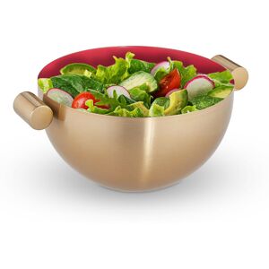 Serving Bowl, Stainless Steel, ø 20 cm, Round, Metal, for Salad & Snacks, Baking & Mixing, Gold/Red - Relaxdays Serving Bowl, Stainless Steel, ø 20 cm, Round, Metal, for Salad & Snacks, Baking & Mixing, Gold/Red - Relaxdays