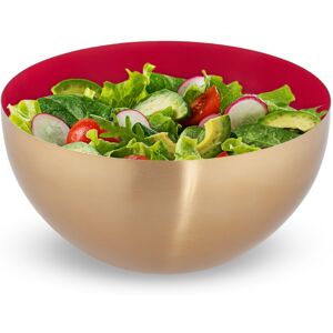 Relaxdays - 4x Serving Bowls, Stainless Steel, 3.5L, Round, Metal, for Salad & Snacks, Baking & Mixing, ø 25 cm, Red/Gold Relaxdays - 4x Serving Bowls, Stainless Steel, 3.5L, Round, Metal, for Salad & Snacks, Baking & Mixing, ø 25 cm, Red/Gold