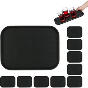 Relaxdays 10x Serving Tray, Non-slip Surface, Square Restaurant Plate, for Drinks and Catering, WxD: 41 x 30 cm, Black Relaxdays 10x Serving Tray, Non-slip Surface, Square Restaurant Plate, for Drinks and Catering, WxD: 41 x 30 cm, Black