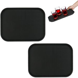 Relaxdays 2x Serving Tray, Non-slip Surface, Square Restaurant Plate, for Drinks and Catering, WxD: 41 x 30 cm, Black Relaxdays 2x Serving Tray, Non-slip Surface, Square Restaurant Plate, for Drinks and Catering, WxD: 41 x 30 cm, Black