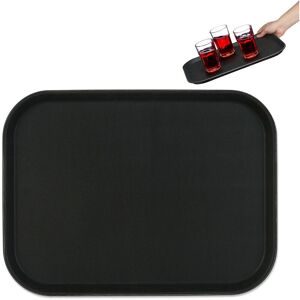 Relaxdays Serving Tray, Rectangular, Drinks Plate, Non-Slip Rubber Surface, Waiter's Catering, HxWxD: 2x41x30 cm, Black Relaxdays Serving Tray, Rectangular, Drinks Plate, Non-Slip Rubber Surface, Waiter's Catering, HxWxD: 2x41x30 cm, Black
