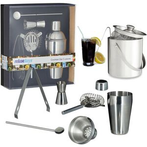 RELAXDAYS 7-piece cocktail set for home bartenders, includes shaker with strainer, ice tongs, jigger, ice bucket, and spoon RELAXDAYS 7-piece cocktail set for home bartenders, includes shaker with strainer, ice tongs, jigger, ice bucket, and spoon