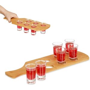 Shot Holder, 6 Glasses, Bamboo Handle, 40ml Capacity, Gift Idea, Celebration, Party, Stag Do, Drink, Natural - Relaxdays Shot Holder, 6 Glasses, Bamboo Handle, 40ml Capacity, Gift Idea, Celebration, Party, Stag Do, Drink, Natural - Relaxdays