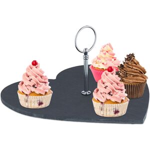 Slate Serving Plate, Heart Shaped, Handle, Platter for Sushi, Cheese & Desserts, 25 x 25 cm, Romantic, Black - Relaxdays Slate Serving Plate, Heart Shaped, Handle, Platter for Sushi, Cheese & Desserts, 25 x 25 cm, Romantic, Black - Relaxdays