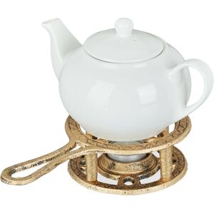 Relaxdays - Teapot Warmer, for Tea & Coffee Pots, Cast Iron, for Candle, Antique Design, Rustic, Gold Relaxdays - Teapot Warmer, for Tea & Coffee Pots, Cast Iron, for Candle, Antique Design, Rustic, Gold