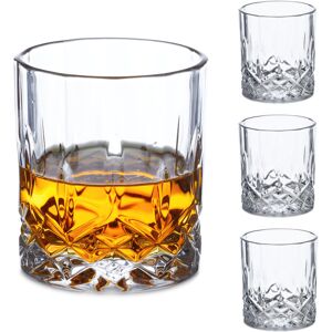 Relaxdays - Whisky Glasses in Set of 4, Gift Box, Abstract Pattern, Bar Accessories Bourbon & Gin, 300 ml, Transparent Relaxdays - Whisky Glasses in Set of 4, Gift Box, Abstract Pattern, Bar Accessories Bourbon & Gin, 300 ml, Transparent